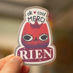 StickerCoolMerciCatSide